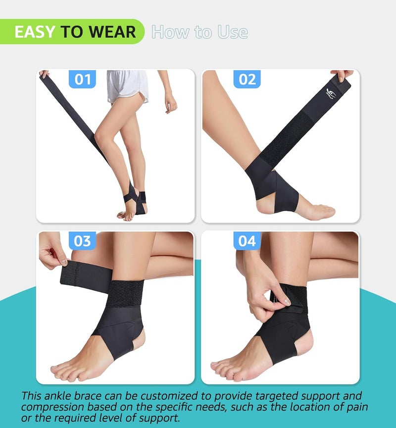 HiRui Ultrathin High-Elastic Ankle Wraps Ankle Brace for Men Women Kids, Adjustable Ankle Straps for Running, Football, Basketball, Sprains, Arthritis, Plantar Fasciitis (Black, Medium (Pack of 1)) - Image 5